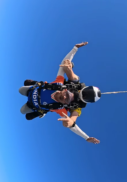 Mid-freefall — somewhere around 13,000 feet, the India jersey, the smile that comes when you realise it’s actually happening